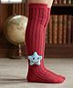 Neska Moda Cotton Spandex Knit Star Applique Detailed Socks - Red