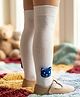 Neska Moda Cotton Spandex Knit Animal Face Applique Detailed Socks - White