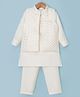 Babyhug Woven Full Sleeves Solid Kurta & Pyjama Set With Sequinned Embroidered Jacket - White