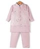 Babyhug Woven Full Sleeves Solid Kurta Pyjama Set With Embroidered Jacket - Purple