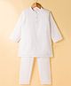 Babyhug Woven Full Sleeves Self Embroidered Solid Colour Kurta Pajama Set - White