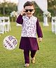 Babyhug Woven Full Sleeves Solid Kurta & Pyjama Set With Floral & Birds Embroidered Jacket - Purple