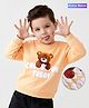 Babyoye Cotton Brushed Fleece  Knit 3 Thread Heavy Guage Brushed Fleece 310 GSM Sweatshirt with Full Sleeves and Bear Print - Cream