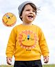 Babyoye 100% Cotton 3 Thread Heavy Guage Brushed Fleece Knit 310 GSM Full Sleeves Cat Applique - Yellow