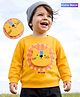 Babyoye 100% Cotton 3 Thread Heavy Guage Brushed Fleece Knit 310 GSM Full Sleeves Cat Applique - Yellow