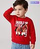 Babyoye Cotton Brushed Fleece  Knit Sweatshirt with Full Sleeves and Horse Print - Red