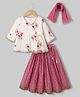 Babyhug Chanderi Woven Three Forth Sleeves Floral Embroidered & Foil Printed Lehenga Choli Set With Dupatta - Pink & White