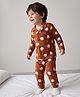 Babyoye 100% Cotton SJ 180 GSM Single Jersey Knit Full Sleeves Co-ord Shirt & Pajama Night Suit with Bear Puppy Print - Brown