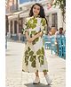 Fashion Dream Rayon Woven Half Sleeves Floral Printed Dress - Mint Green