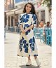 Fashion Dream Rayon Woven Half Sleeves Floral Printed Dress - Navy Blue