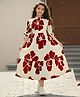 Fashion Dream Rayon Woven Half Sleeves Floral Printed Dress - Red