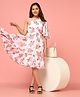 Fashion Dream Georgette Woven Sleeveless Floral Printed Dress - White