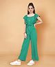 Fashion Dream Cotton Blend Woven Sleeveless Frill Detailed Jumpsuit - Rama Green