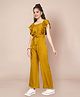 Fashion Dream Cotton Blend Woven Sleeveless Frill Detailed Jumpsuit - Mustard