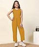 Fashion Dream Cotton Blend Woven Sleeveless Solid  Jumpsuit - Mustard