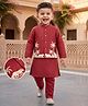 Babyhug Rayon Woven Full Length SOLID Kurta & Pyjama Set With Palm Tree Embroidered Jacket - Maroon