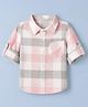 Doodle Poodle 100% Cotton Woven Full Sleeves Checks Shirts with Roll Up Sleeves & Single Pocket - White