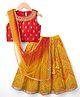 Babyhug Georgette Woven Sleeveless Sequinned & Floral Embroidered Choli Lehenga  and Dupatta Set - Red