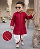Babyhug Woven Full Sleeves Sequinned Kurta Dhoti Set - Red