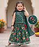 Babyhug 100% Cotton Woven Sleeveless Floral Printed Choli Lehenga Set With Dupatta - Green