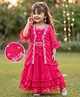 Babyhug Georgette Woven Three Fourth Sleeves Floral Embroidered Lehenga Choli and Jacket Set - Pink