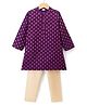 Babyhug Brocade Woven Full Sleeves Kurta Pajama Set with Kolka Embroidery - Purple