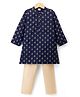Babyhug Brocade Woven Full Sleeves Kurta Pajama Set with Kolka Embroidery - Navy