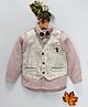ZY & UP Chequered Full Sleeves Shirt With Mock Denim Waistcoat - Off White