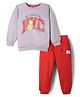 Babyhug Disney Terry Knit Full Sleeves Sweatshirt & Trackpants with Winnie The Pooh Graphic - Lavender & Red