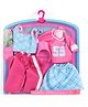 Barbie Doll Fashions & Accessories Set With 2 Complete Cottage Core Outfits -Pink & Blue