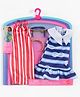 Barbie Doll Fashions & Accessories Set With 2 Complete Cottage Core Outfits - Navy Blue & Red