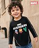 Bonfino Marvel Interlock Knit T-Shirt with Full Sleeves and Avengers Print - Black