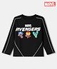 Bonfino Marvel Cotton Interlock Knit T-Shirt with Full Sleeves and Avengers Print - Black