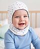 Babyhug Cotton Knit Reversible Monkey Cap With Star Design White - Diameter 17 cm