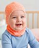 Babyhug Cotton Knit Reversible Monkey Cap With Star Design Light Peach - Diameter 17 cm