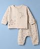 First Smile Polyfill Knit Full Sleeves Winter Nightwear With Elephant Print - Pink