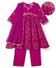 EARTHY TOUCH Cambric Woven 3/4th Sleeves Floral Foil Print Kurti Salwar Set With Dupatta - Fuchsia