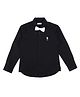 US Polo Assn Cotton Woven Full Sleeves Solid Shirt with Attached  Bow - Black