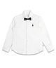 US Polo Assn Cotton Woven Full Sleeves Solid Shirt With Bow Applique - White