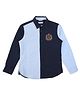 US Polo Assn Cotton Woven Full Sleeves Colour Block Solid Shirt  -Navy