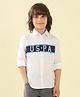 US Polo Assn Cotton Woven Full Sleeves Solid Shirt With Brand Graphics - White