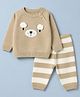 Babyhug Knit Full Sleeves Sweater and Pant with Bear 3D Applique in Beige for 6-9 Months