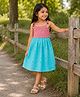 Woonie Schiffli Hand Knitted Sleeveless Floral Embroidered  Crochet Dress - Light Blue