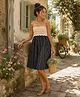 Woonie Cotton Hand Knitted Sleeveless Abstract Printed Crochet Dress - Black
