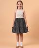 Woonie Cotton Hand Knitted Sleeveless Abstract Printed Crochet Dress - Black