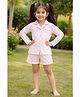 Fairies Forever Cotton Woven Full Sleeves Bow Printed Coordinating Shirt & Shorts Night Suit - White