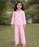 Fairies Forever Cotton Woven Full Sleeves Hearts Printed Striped Coordinating Shirt & Shorts Night Suit - Pink