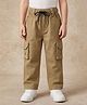 Rikidoos Cotton Woven Full Length Solid Colour Trouser Pant with Cargo Pockets - Khaki