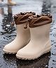 Yellow Bee Colour Blocked Rain Boots - Beige & Brown