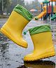 Yellow Bee Colour Blocked Rain Boots - Yellow & Green